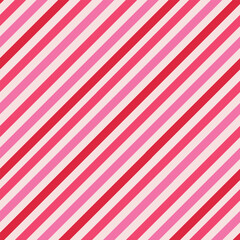 Striped diagonal lines seamless pattern in red, pink and coral. For fabric, textile, wrapping paper and backgrounds 