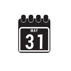 Calendar displaying day 31 (thirty-first) of the May - Day 31 of the month. Illustration