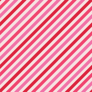Striped diagonal lines seamless pattern in red, pink and coral. For fabric, textile, wrapping paper and backgrounds 