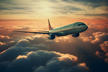 Fototapeta na wymiar Hoch hinaus: Passagierflugzeug beim Start in den Wolken für modernes Reiseerlebnis