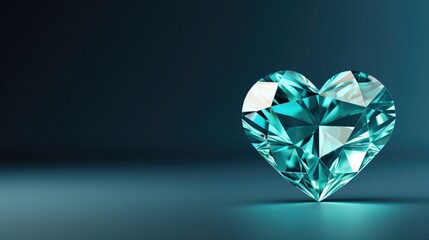 Luxury blue diamond heart jewelry, shiny and wealthy fashion accessory. Mint background. Generative AI - obrazy, fototapety, plakaty
