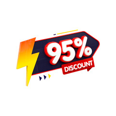 3d rendering of golden 95 percent discount Number for your unique selling poster banner ads Party or birthday design