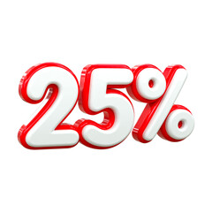 3d rendering of golden 25 percent discount Number for your unique selling poster banner ads Party or birthday design