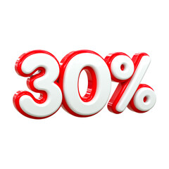 3d rendering of golden 30 percent discount Number for your unique selling poster banner ads Party or birthday design