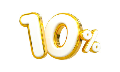3d rendering of golden 10 percent discount Number for your unique selling poster banner ads Party or birthday design