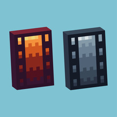 Isometric Pixel art 3d of roll film paper icon for items asset.Paper roll icon on pixelated style.8bits perfect for game asset or design asset element for your game design asset.