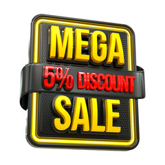 Special offer sale 5% discount sale tags 3d number concept discount promotion sale offer price sign
