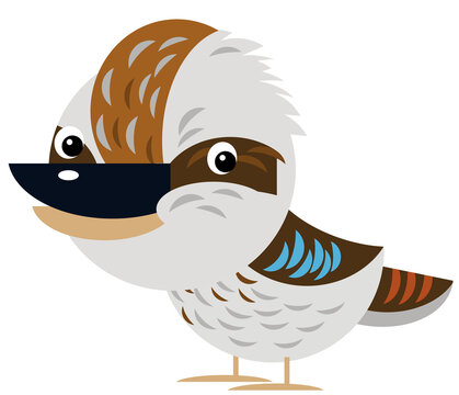 recommend clip art: Cartoon australian animal bird kookaburra on white background illustration for children