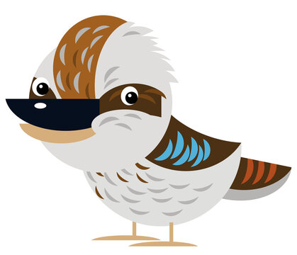 recommend clip art: Cartoon australian animal bird kookaburra on white background illustration for children
