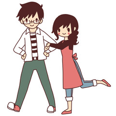 腕を組む夫婦(カラー)