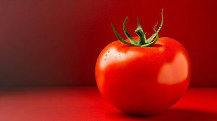 red tomato on a red background