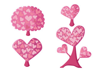 heart tree red on white background. creative pattern illustration vector.
