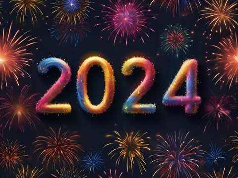 Beautiful firewok happy new year 2024