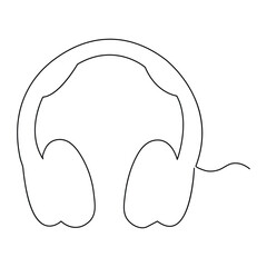 Continuous headphones design in single line art drawing outline vector illustration