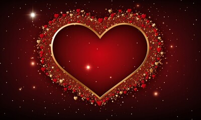 Valentine's day background with golden heart.