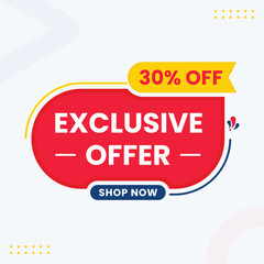exclusive offer up to 30 percent off shop now banner design
