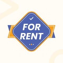 for rent sign banner label clipart