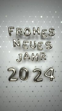 4k Hochformat Video Frohes Neues Jahr 2024. ProRes 4444, Endlosschleife