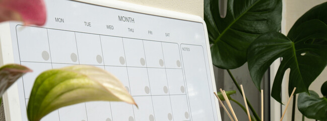 Monthly PLANNER. Empty Magnetic board with the days of the month. Place to enter important matters...