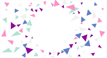 Frame of colored triangles abstract geometric pattern. Can be used as poster, banner, border, background, wallpaper, card, print, web. Vector illustration.