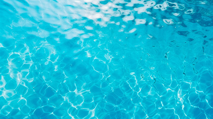 Obraz premium Transparent clean blue water, top view. Water with reflections and small ripples on the surface. Texture