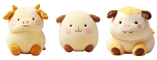 a cute fat egg shape cow plush toy white background