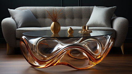 Gold Leaf Grandeur: Luxurious Coffee Table