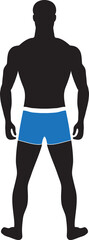 Standing guy of normal weight in swimming trunks