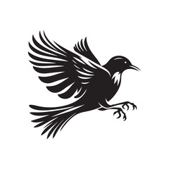 bird silhouette: Flight of Fancy, Whimsical Flyers, and Playful Bird Silhouettes for Imaginative Designs - Minimallest bird black vector
