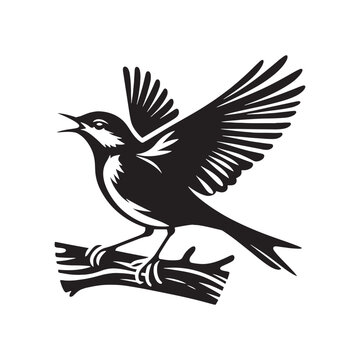 bird silhouette: Artistic Avian Brushstrokes, Painterly Flyers, and Creative Bird Silhouette Designs - Minimallest bird black vector
