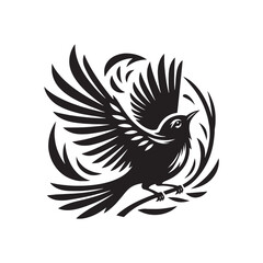 bird silhouette: Mythical Phoenix, Legendary Thunderbird, and Fantastic Avian Creatures in Enchanting Shadows - Minimallest bird black vector
