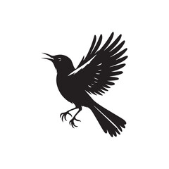 bird silhouette: Nighttime Nocturnes, Twilight Flyers, and Moonlit Avian Beauty in Detailed Shadows - Minimallest bird black vector

