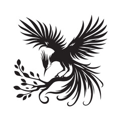 bird silhouette: Flock of Migrating Birds, Skyline Sojourn, and Harmonious Aerial Ballets - Minimallest bird black vector

