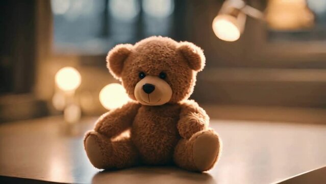 animated teddy bear on the floor