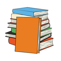 Tall pile of books lots various isolated on white or transparent background 