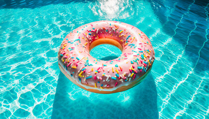 Donut in the pool and nice weather