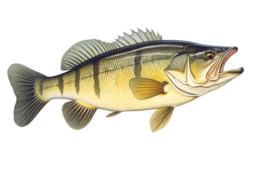 Foto op Plexiglas Portrait. of a largemouth bass fish isolated on a white background © arhendrix