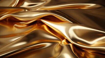 Leuchtend goldfarbener Stoff liegt in Wellen auf einer Oberfläche