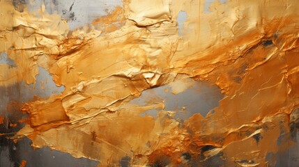 Gespachtelte leuchtend goldene Farbe auf einer Wand