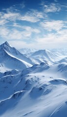 Generative AI image of beautiful background of mountains covered in snow - obrazy, fototapety, plakaty