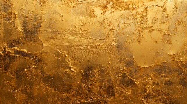 Gespachtelte leuchtend goldene Farbe auf einer Wand