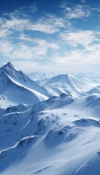 Generative AI image of beautiful background of mountains covered in snow