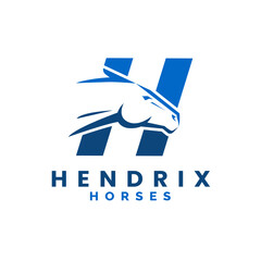 Modern Letter H Monogram Horse Head logo, letter H horse logo, horse head logo