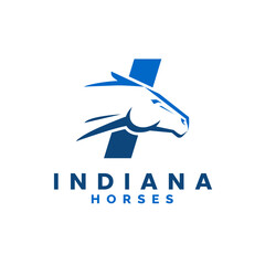 Modern Letter I Monogram Horse Head logo, letter I horse logo, horse head logo