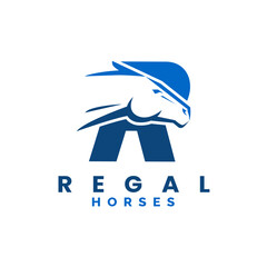 Modern Letter R Monogram Horse Head logo, letter R horse logo, horse head logo