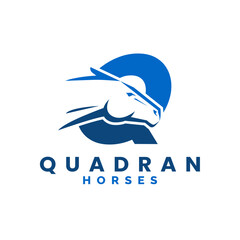 Modern Letter Q Monogram Horse Head logo, letter Q horse logo, horse head logo