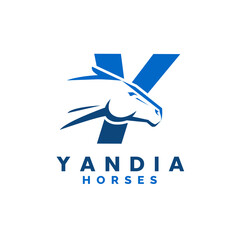 Modern Letter Y Monogram Horse Head logo, letter Y horse logo, horse head logo