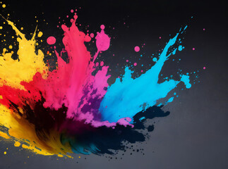 abstract multicolor splash on Black background