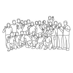 group of people with hands with heart sign illustration vector hand drawn isolated on white background