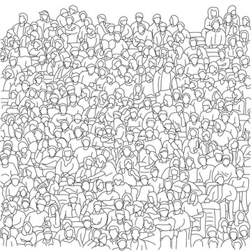 background of crowd people at stadium to cheer soccer illustration vector hand drawn isolated on white background